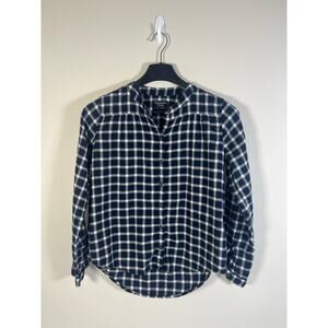 Abercrombie‎ & Fitch Womens Navy White Plaid Button Front Blouse Size Small